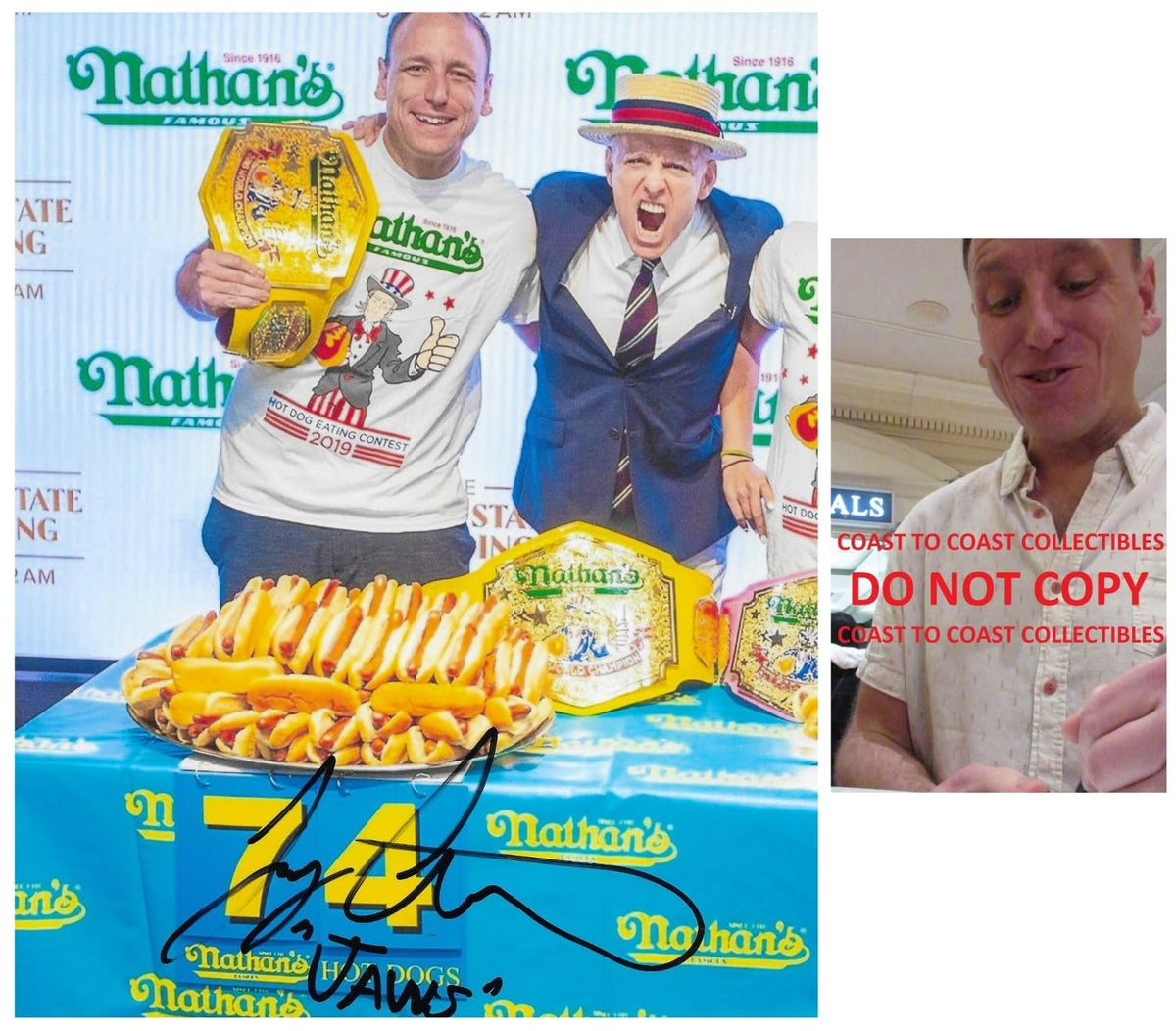 Joey Chestnut Signed 8x10 Photo Nathan Hot Dog World Champion Proof Autographed Star.