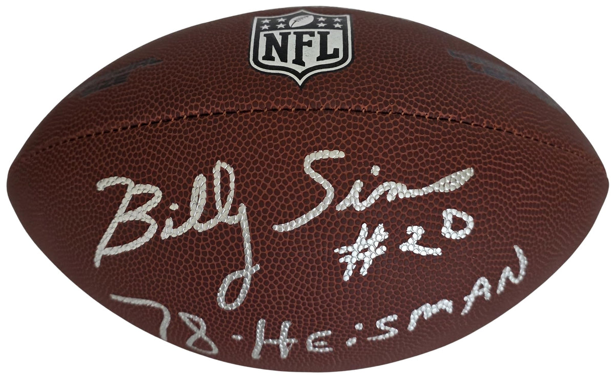 Billy Sims Signed Football Proof COA Autographed Detroit Lions Oklahoma Sooners Heisman