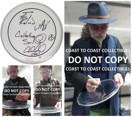 Collective Soul Band Signed 12'' Drumhead COA Proof Autographed Ed Roland Dean Roland Will Turpin
