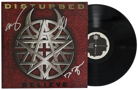 Disturbed Band Signed Believe Album COA Proof Autographed Vinyl Record David Draiman,Dan Donegan,Mike Wengren
