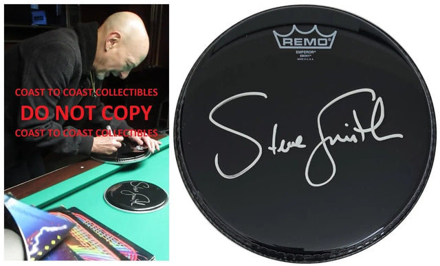 Steve Smith Signed 10'' Drumhead COA Proof Autographed Journey Drummer