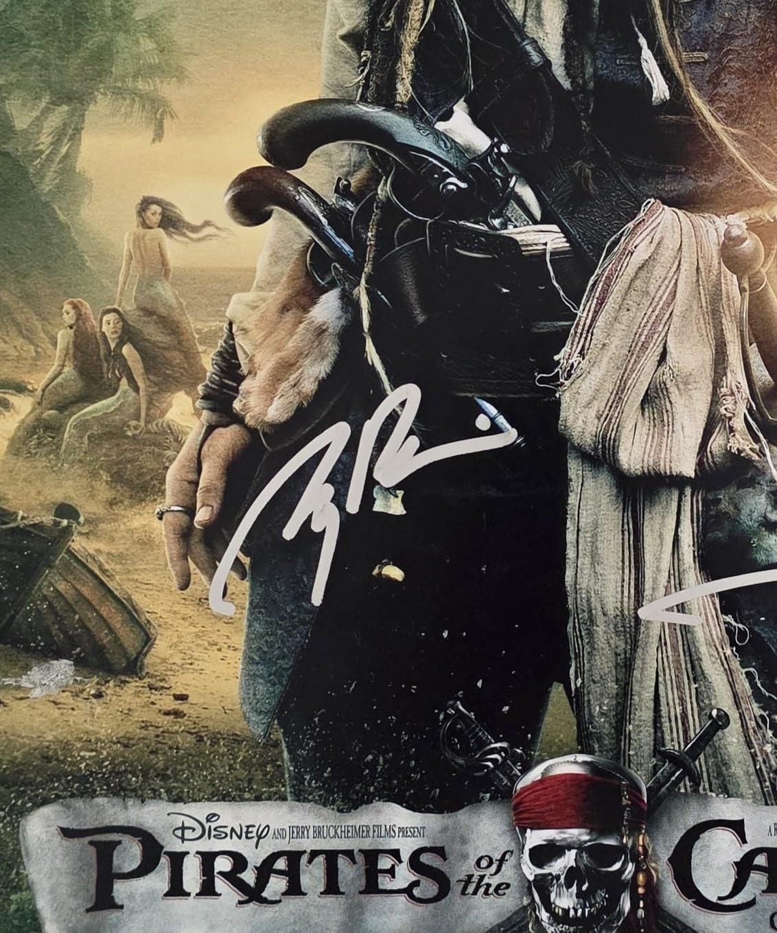 Johnny Depp Signed Pirates of the Caribbean 12x18 Photo COA Proof Autographed Jerry Bruckheimer