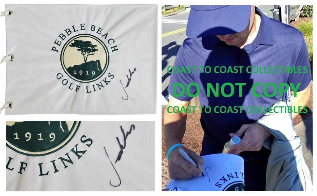 Jordan Spieth Signed Pebble Beach Golf Flag COA Exact Proof Autographed