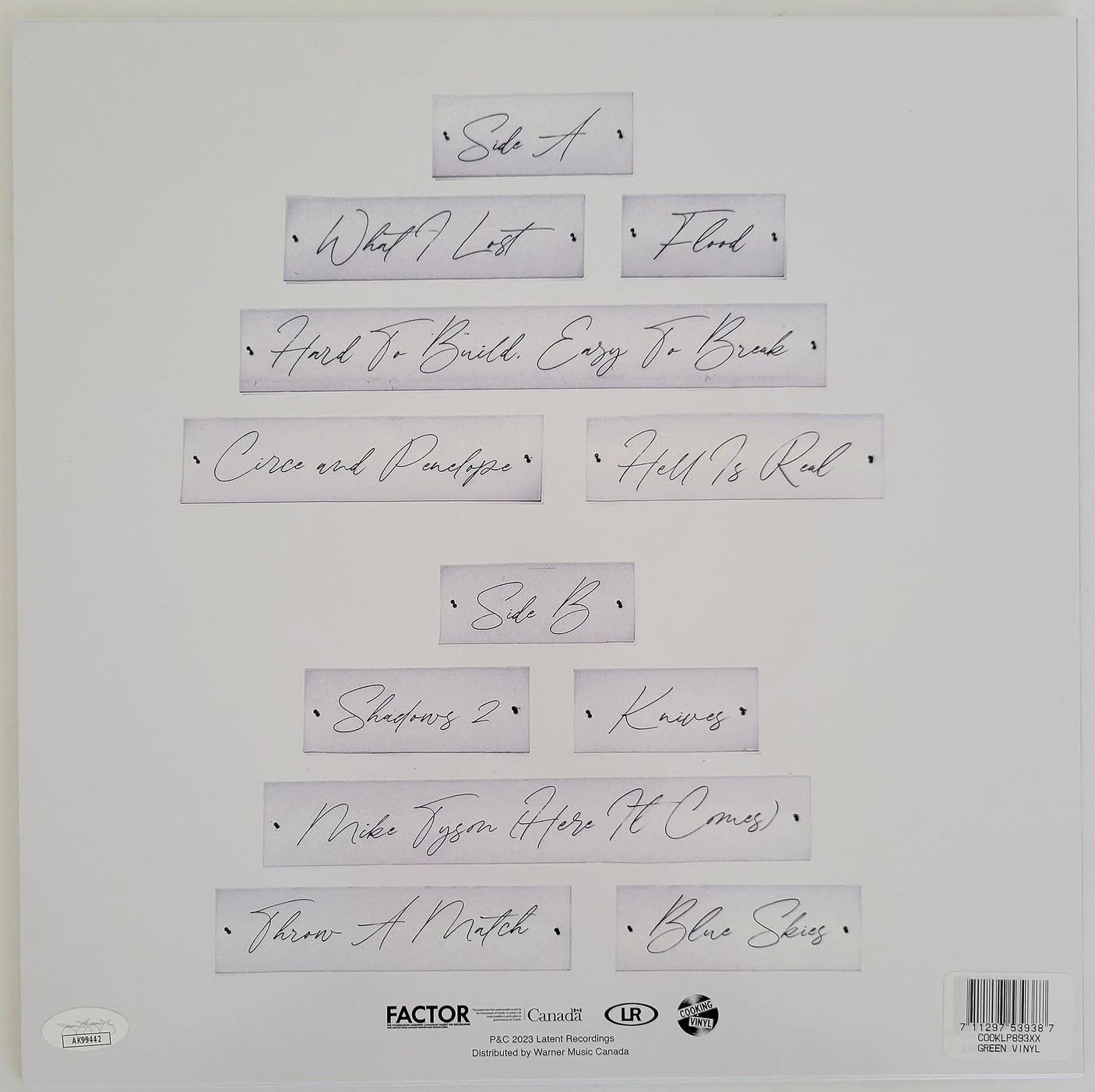 Cowboy Junkies signed Such Ferocious Beauty album JSA COA autograph vinyl Record STAR Coast to Coast Collectibles Memorabilia