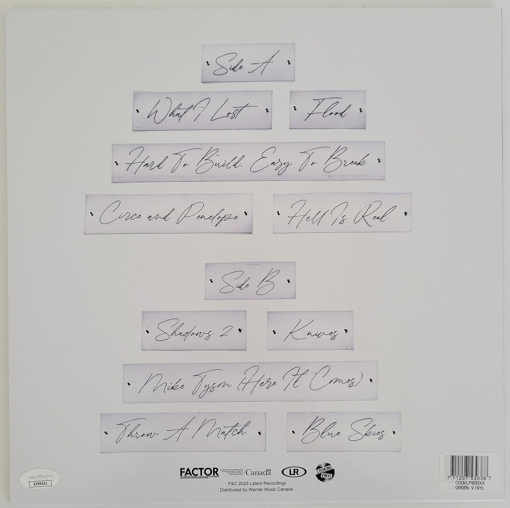 Cowboy Junkies signed Such Ferocious Beauty album JSA COA autograph vinyl Record STAR Coast to Coast Collectibles Memorabilia
