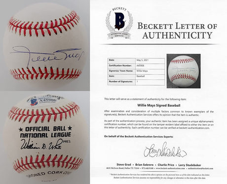 Willie Mays Signed NL Baseball Beckett COA Letter San Francisco Giants Autographed Coast to Coast Collectibles