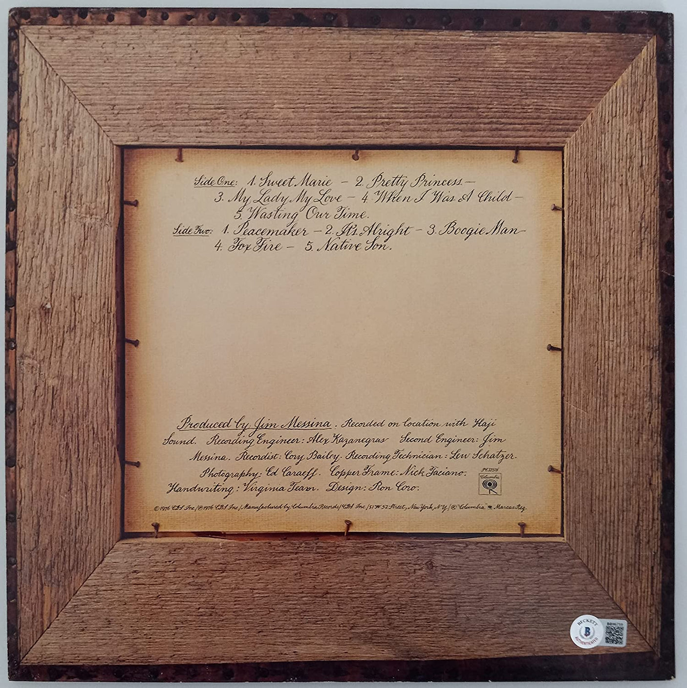 Kenny Loggins signed autographed Native Sons album vinyl record proof Beckett STAR Coast to Coast Collectibles