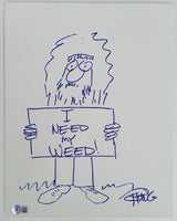 Tommy Chong signed 11x14 Original Hand Drawn sketch exact Proof Beckett COA STAR Generic