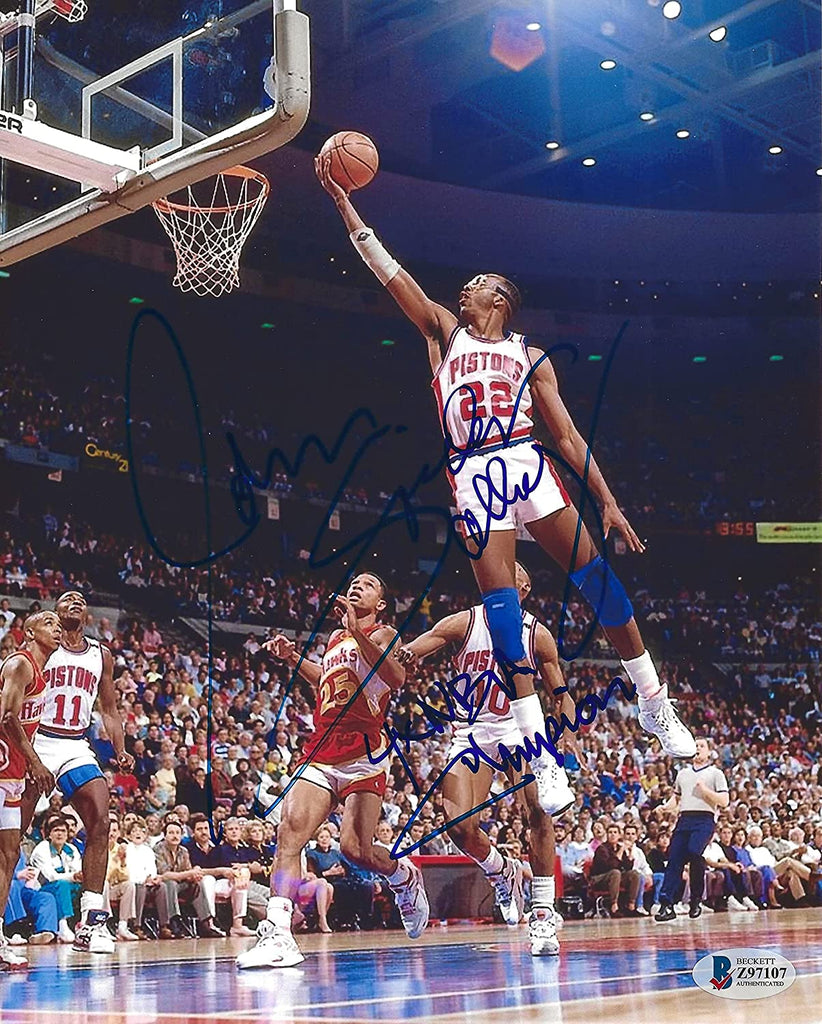 John Salley signed Detroit Pistons basketball 8x10 photo proof Beckett COA