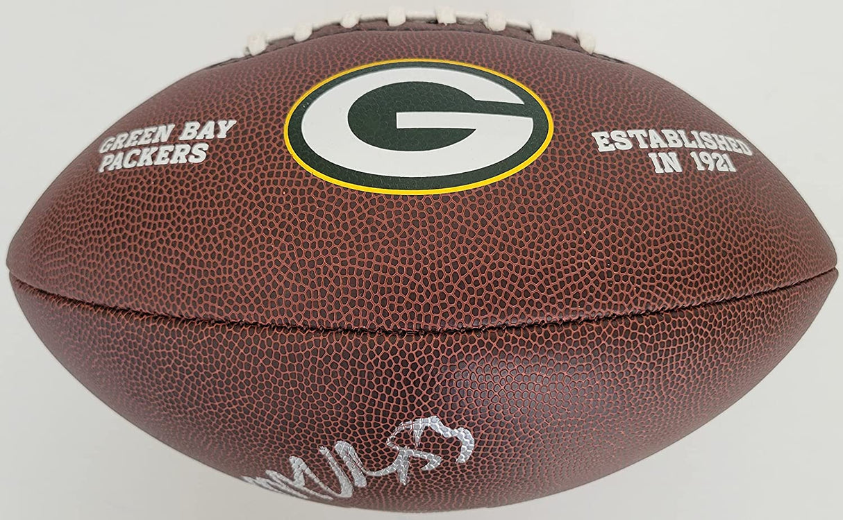 Marquez Valdes Scantling signed Green Bay Packers logo football proof autograph