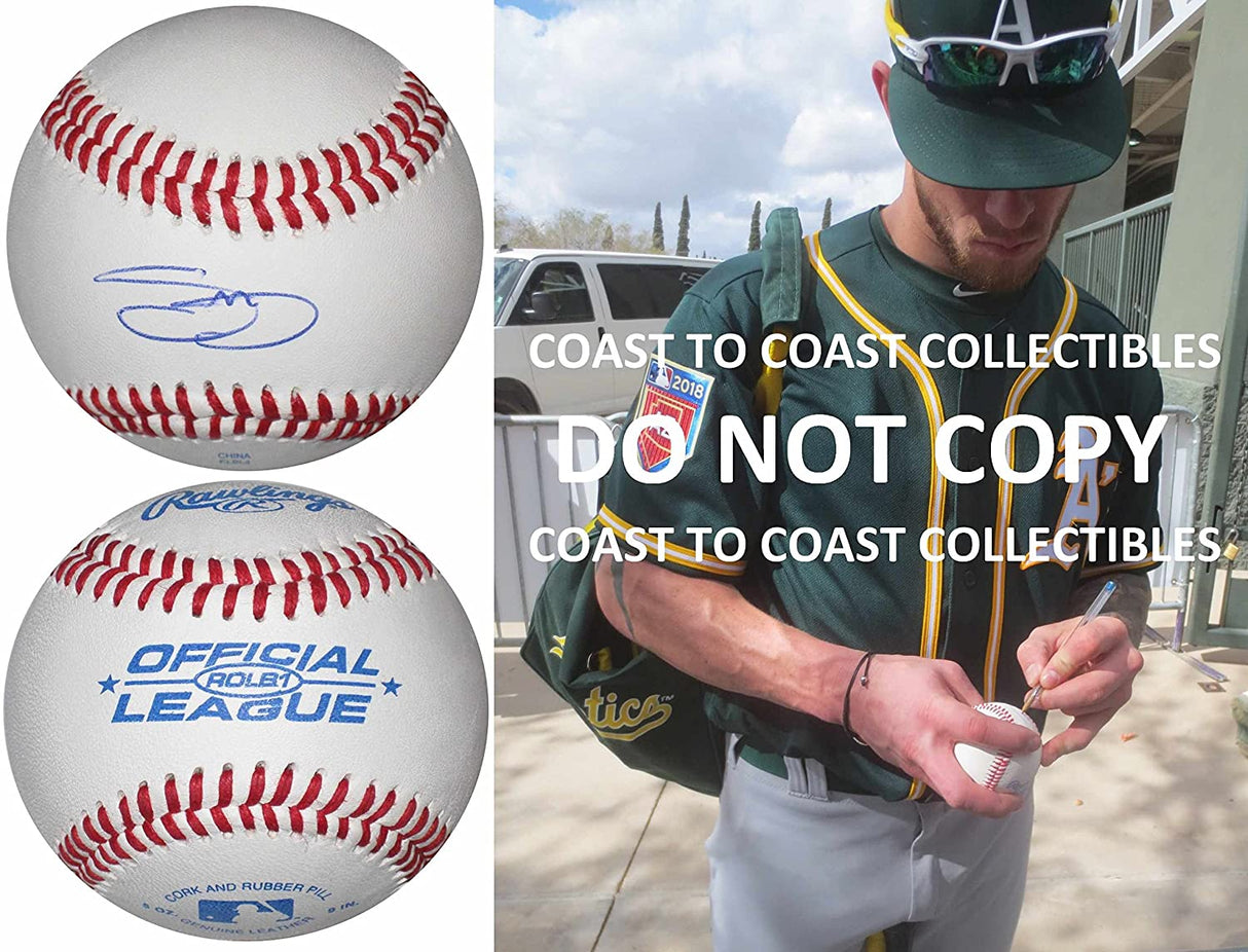 Slade Heathcott New York Yankees Oakland A's signed autographed baseball proof