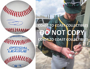 Slade Heathcott New York Yankees Oakland A's signed autographed baseball proof