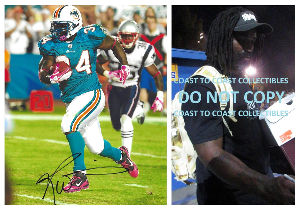 Ricky Williams signed Miami Dolphins football 8x10 photo COA proof autographed..