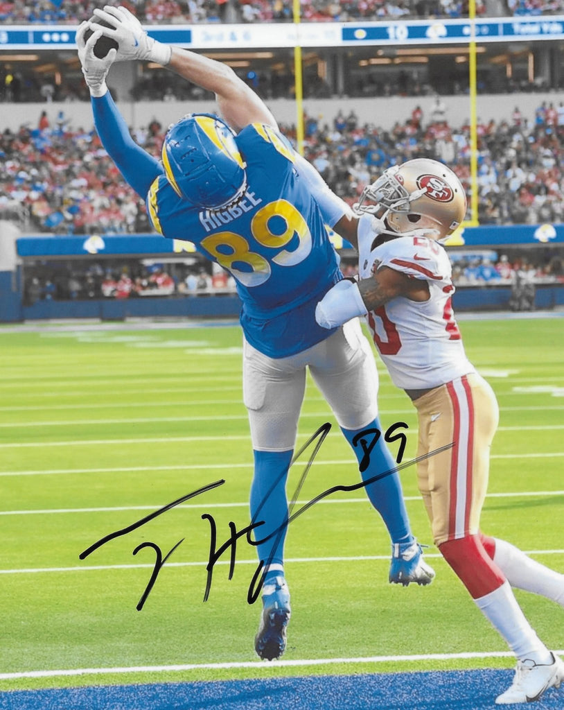 Tyler Higbee signed Los Angeles Rams football 8x10 photo Proof COA autographed..
