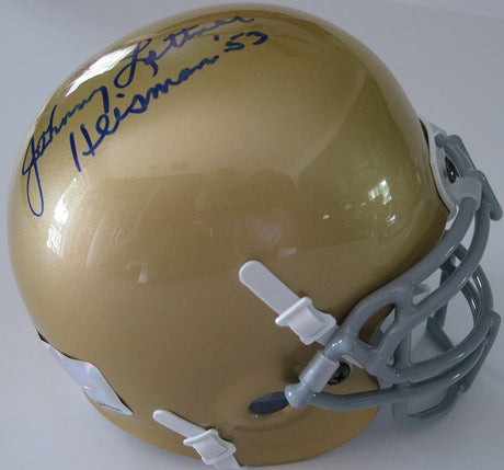 Johnny Lattner 1953 Heisman signed Notre Dame fighting Irish mini helmet Beckett COA