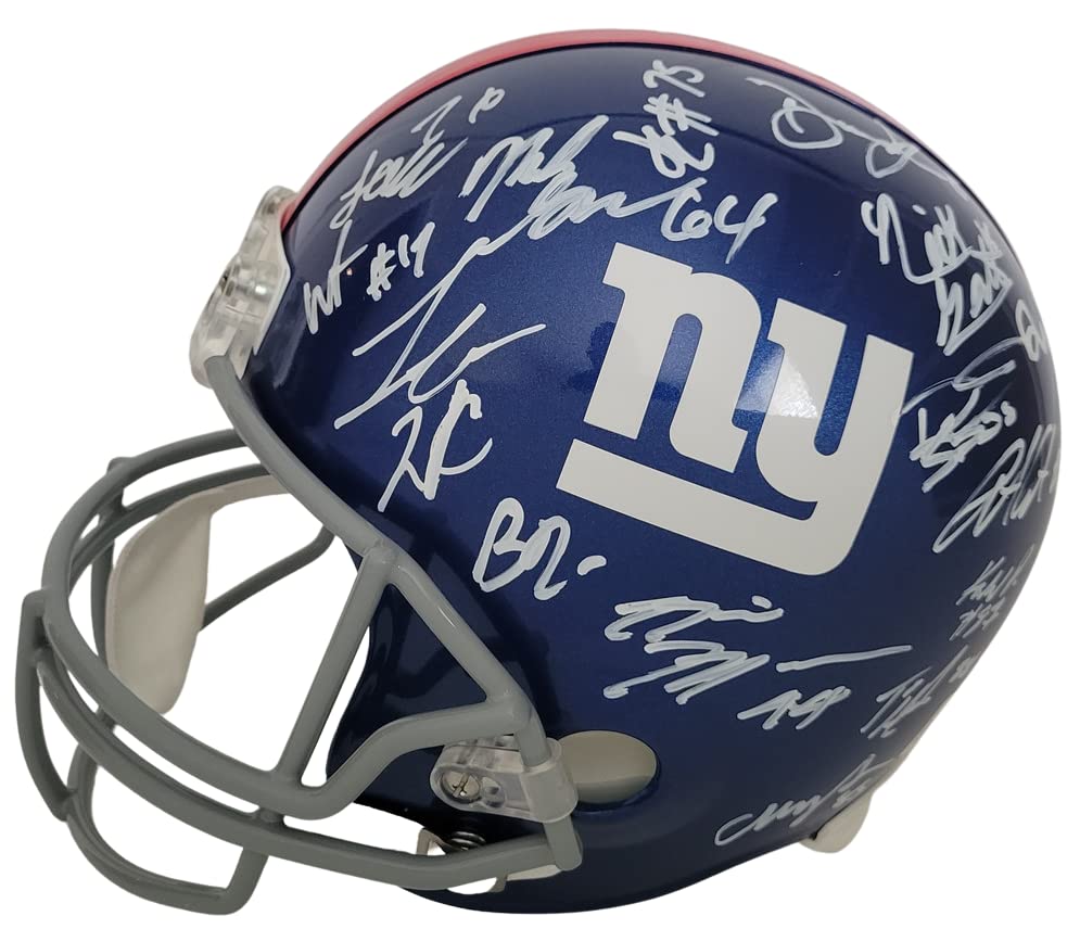2022 New York Giants team signed full size football helmet COA exact proof Daniel Jones