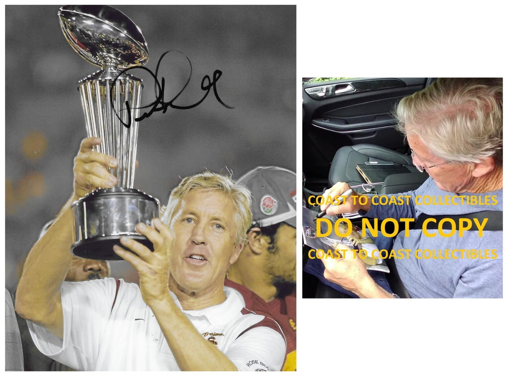 Pete Carroll Signed USC Trojans Football 8x10 Photo COA Proof Autographed..