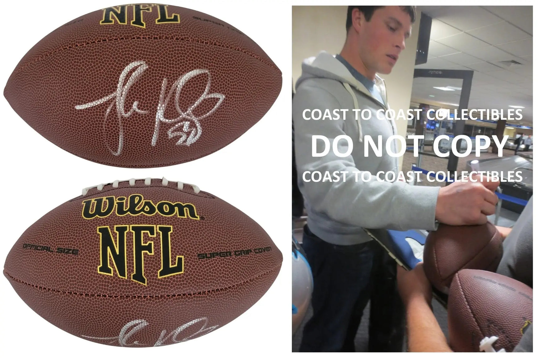 Luke Kuechly Signed Football Proof COA Autographed Carolina Panthers Boston Cellege