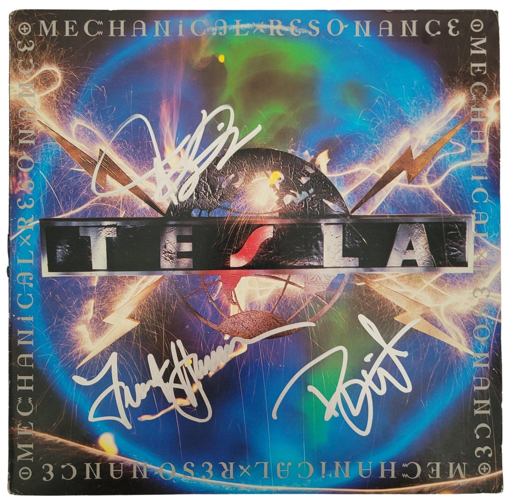 Tesla Jeff Keith,Frank Hannon,Brian Wheat signed Mechanical Resonance Album proof COA STAR