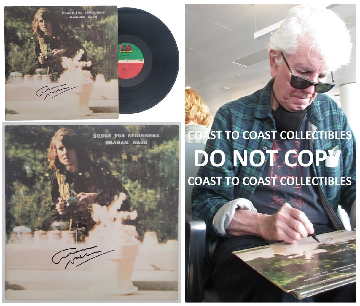 Graham Nash Signed Songs For Beginners Album Vinyl Record COA Proof autographed STAR