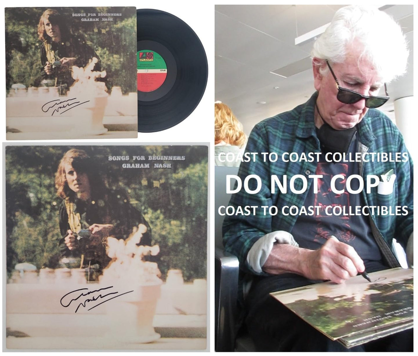 Graham Nash Signed Songs For Beginners Album Vinyl Record COA Proof autographed STAR