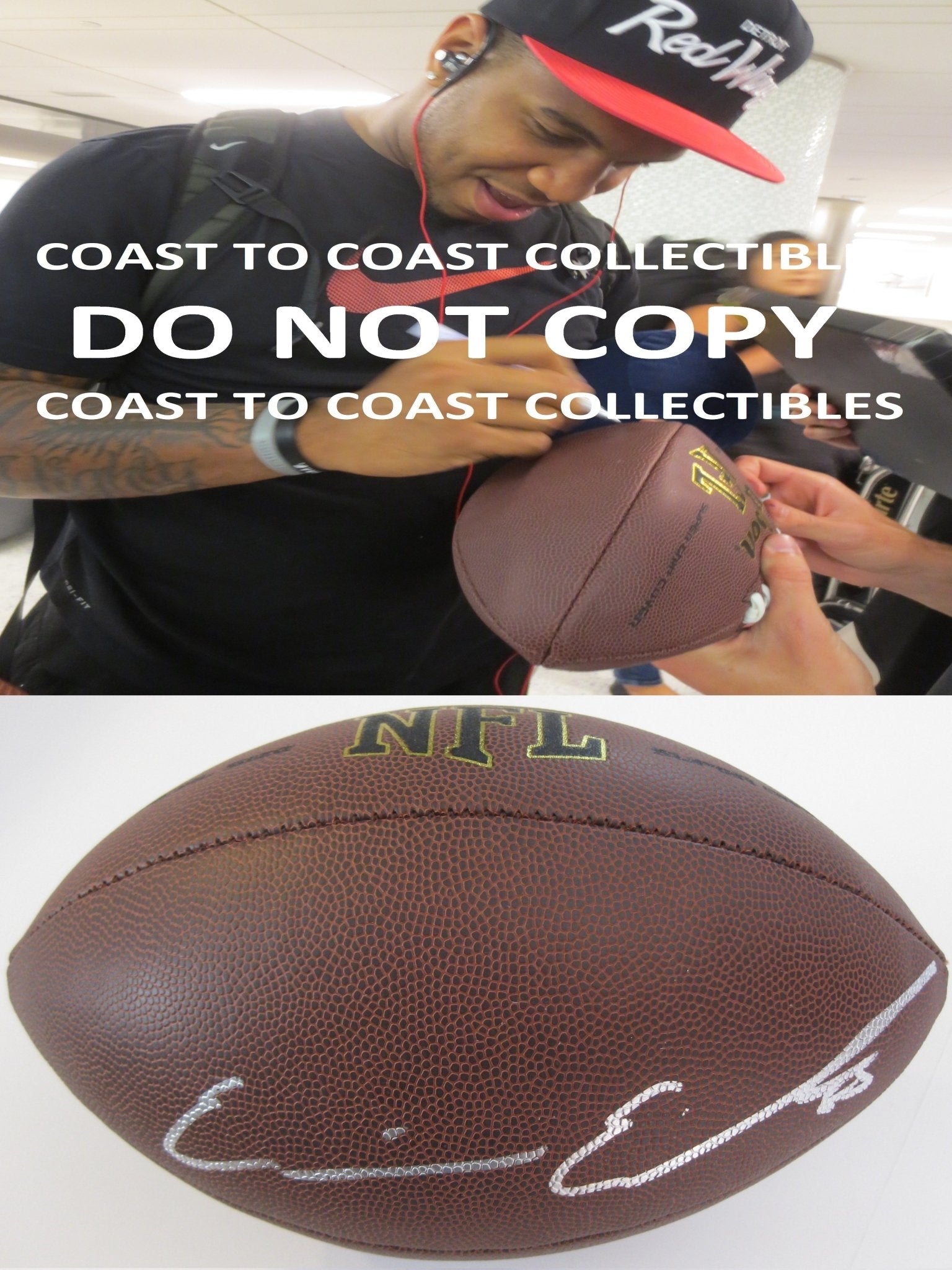 Eric Ebron Indianapolis Colts signed autographed NFL Football, COA with the proof photo of Eric signing will be included