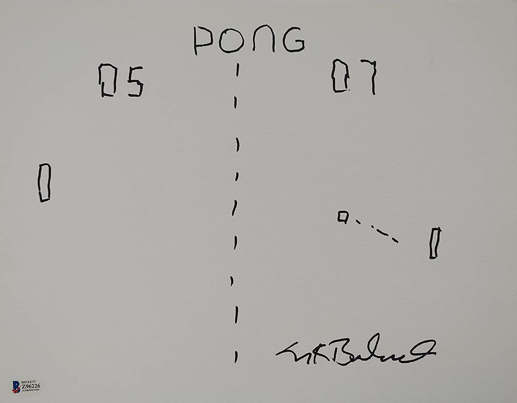 Nolan Bushnell signed autographed 11x14 Pong original sketch Proof Beckett COA Star