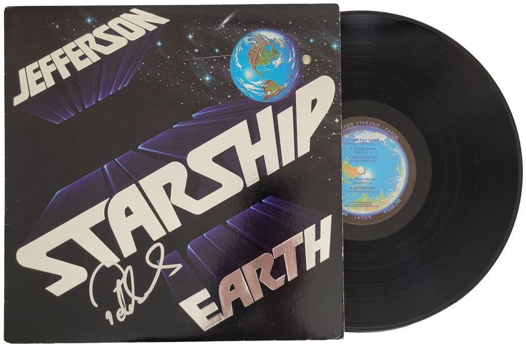 Pete Sears Signed Jefferson Starship Earth Album Vinyl Record COA Proof STAR