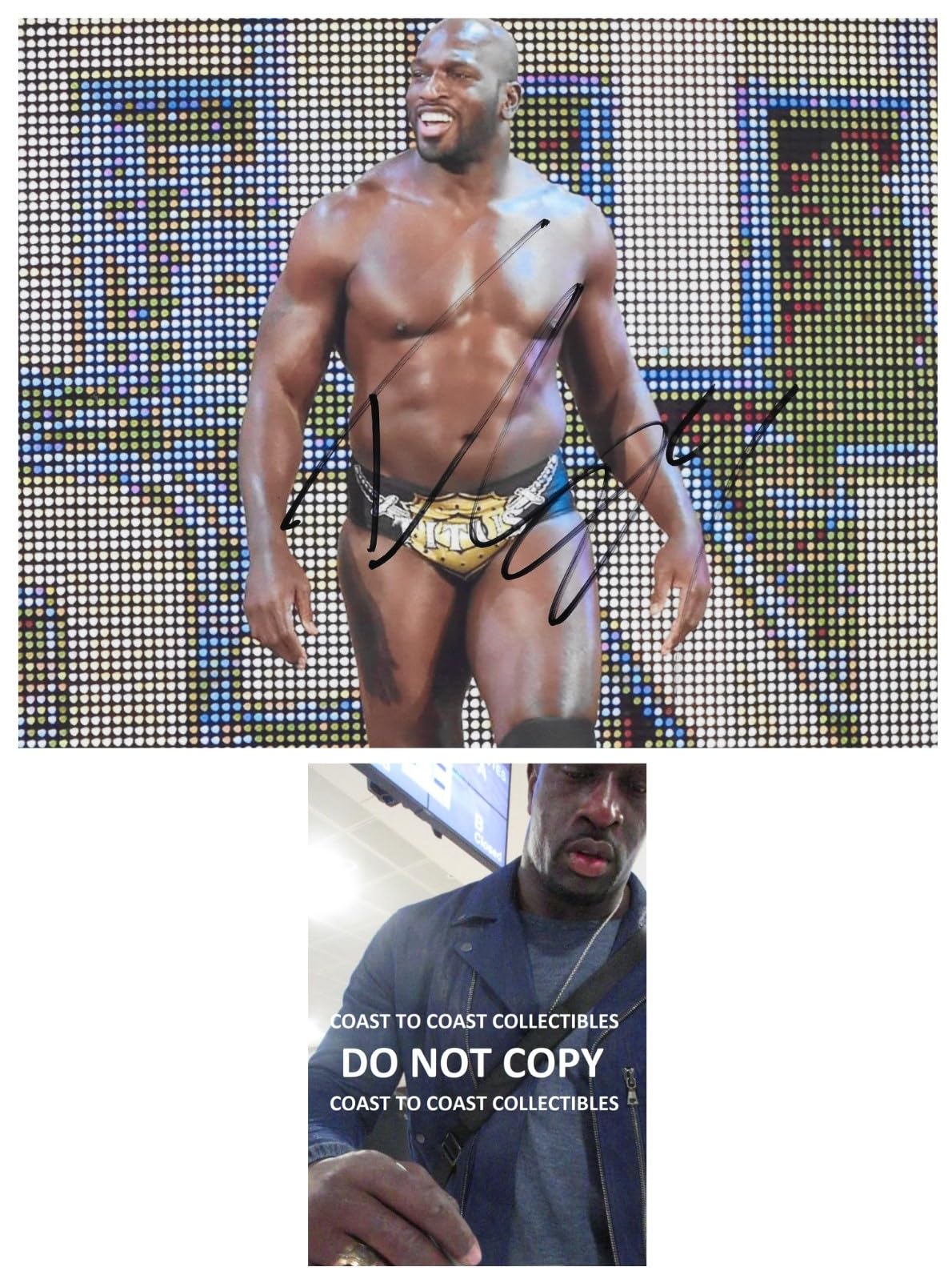 Titus O'Neil HOF WWE Wrestler Signed 8x10 Photo Proof COA Autographed..