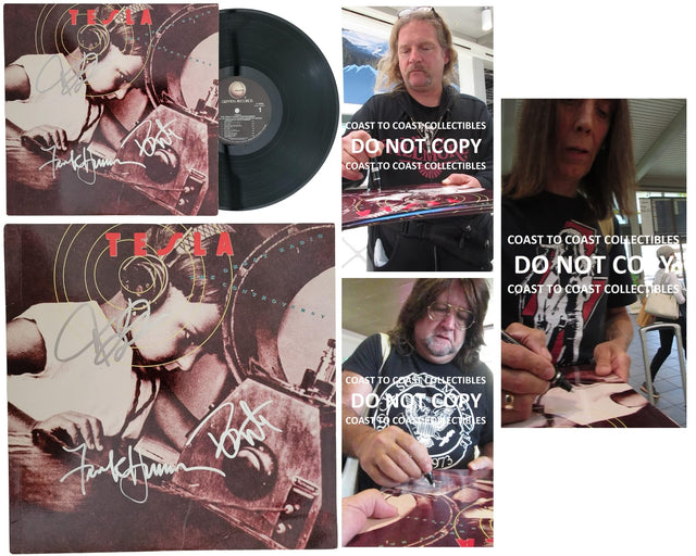 Tesla,Jeff Keith, Frank Hannon, Brian Wheat signed The Great Radio Controversy album proof COA STAR