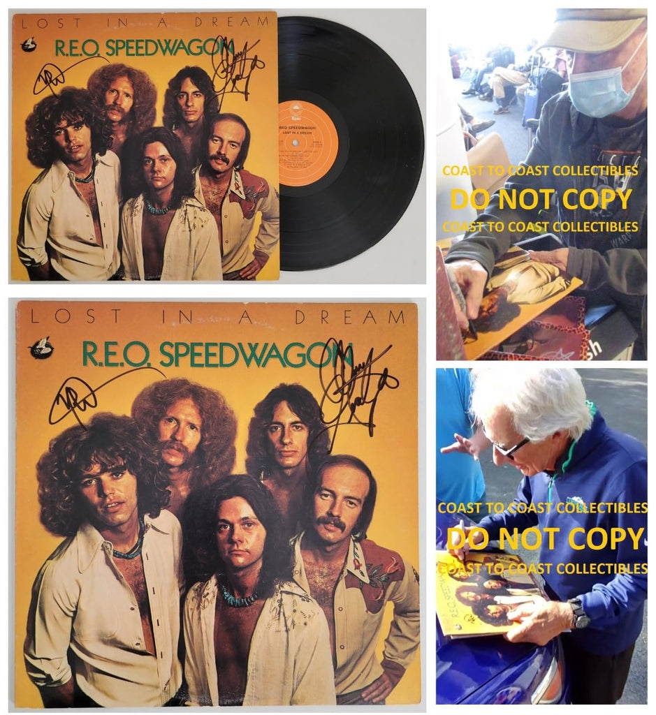 REO Speedwagon Signed REO Speedwagon Lost in a Dream Album Proof COA Autographed Vinyl Record