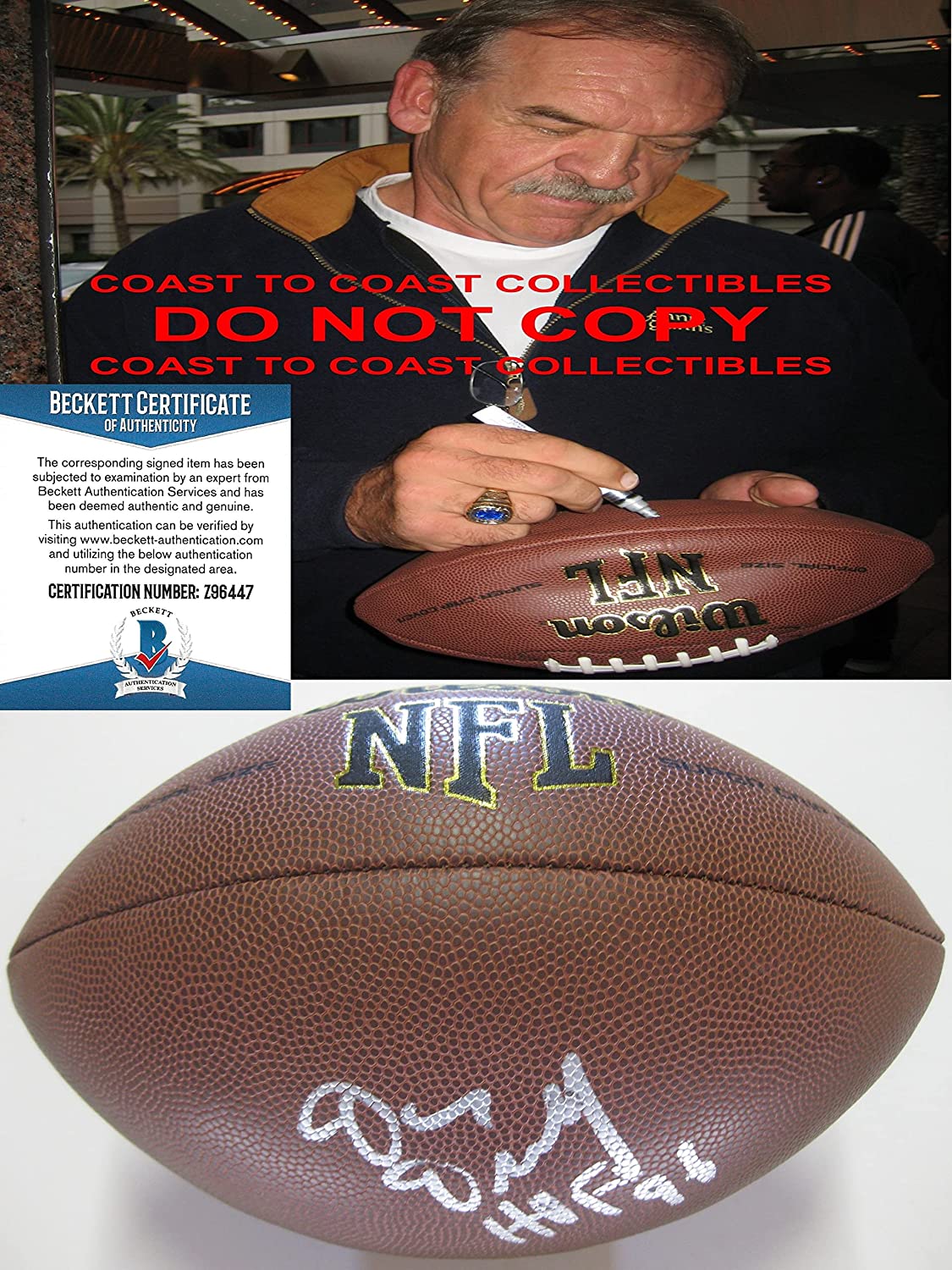 Dan Dierdorf St Louis Cardianls Michigan signed autographed NFL football proof Beckett COA