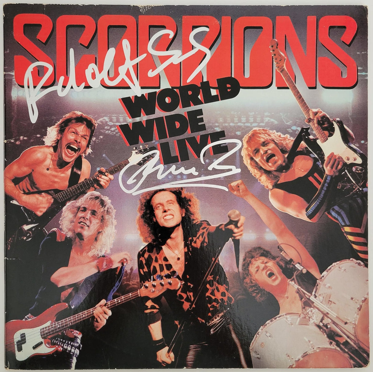 Klaus Meine Rudolf Schenker signed Scorpions World Wide Live album COA proof star autographed