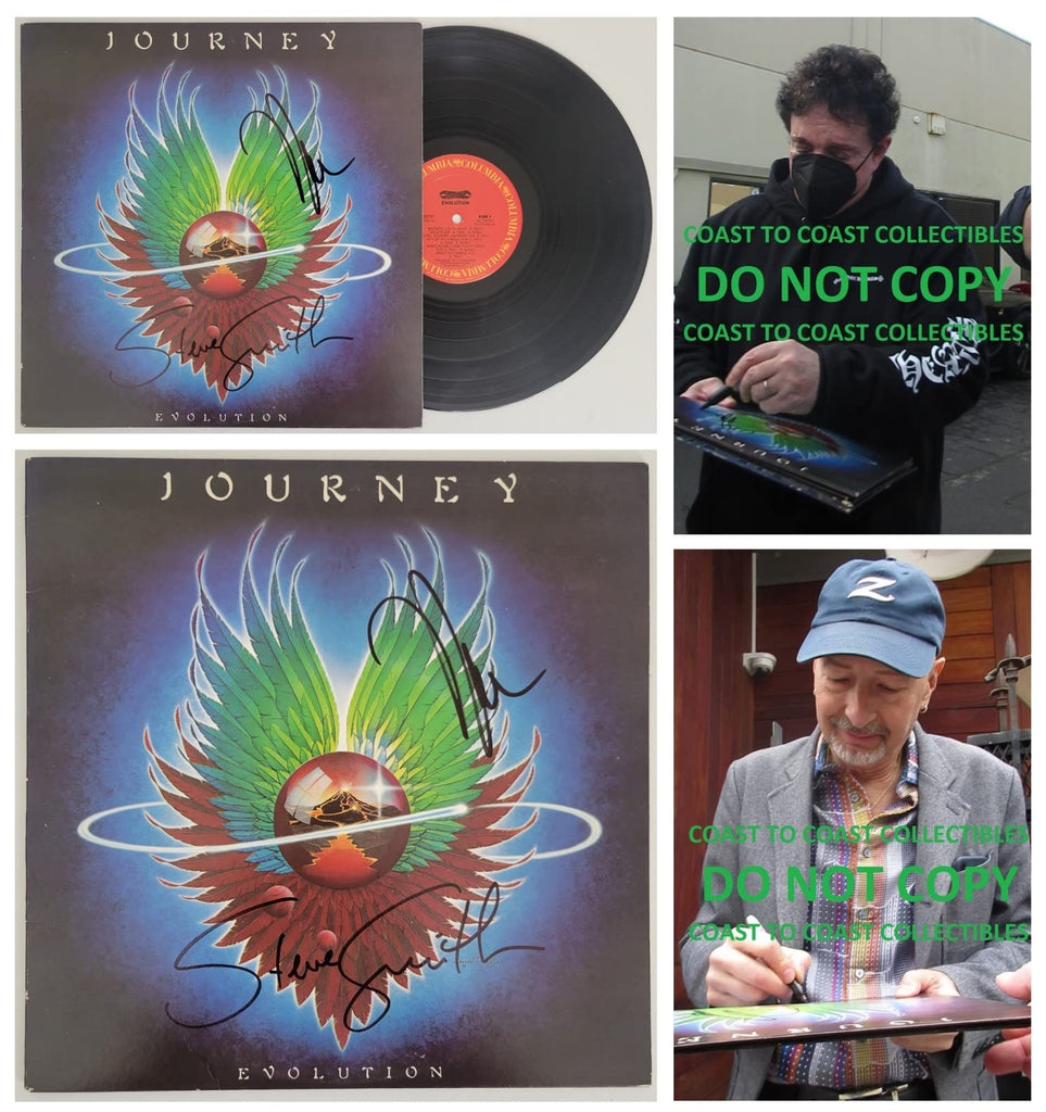 Neal Schon Steve Smith signed Journey Evolution album vinyl record COA proof STAR