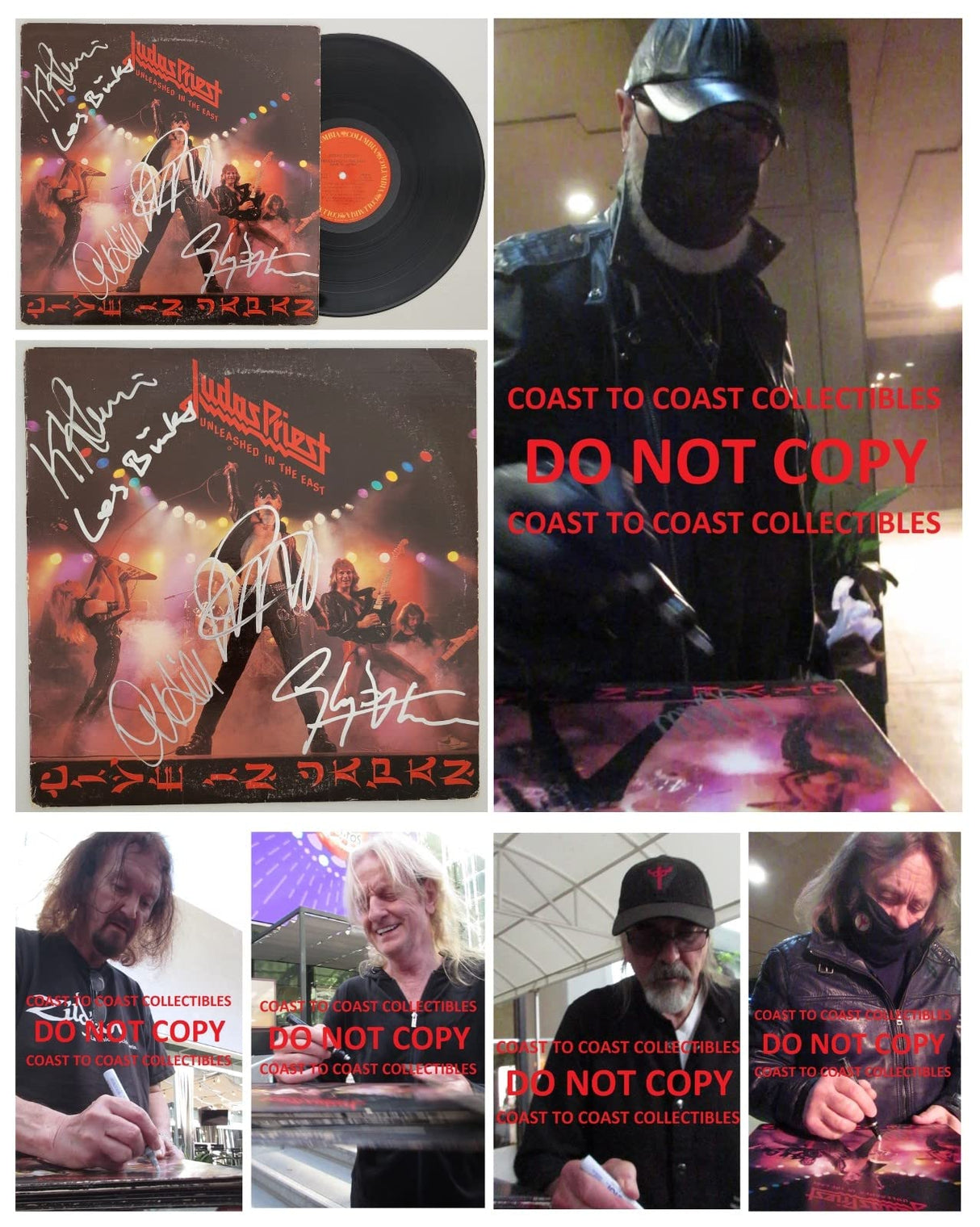 Rob Halford Glenn Tipton kk Downing Les Binks Ian Hill signed Unleashed in the East album proof star