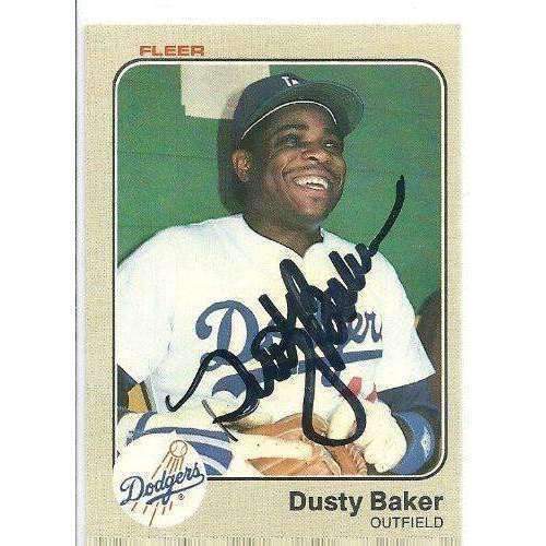 1983, Dusty Baker, LA Dodgers, Signed, Autographed, Fleer Baseball Card, Card # 201,