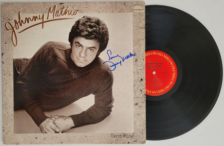 Johnny Mathis signed Friends in Love album, vinyl COA exact proof autographed STAR