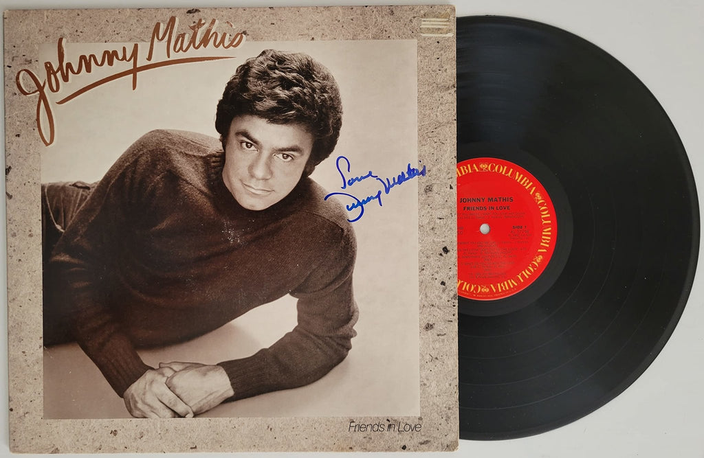 Johnny Mathis signed Friends in Love album, vinyl COA exact proof autographed STAR
