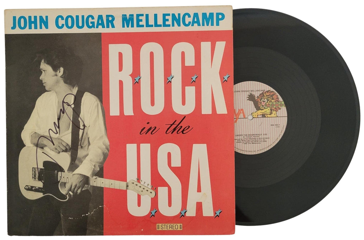 John Cougar Mellencamp signed Rock in the USA album vinyl record COA proof autograph STAR