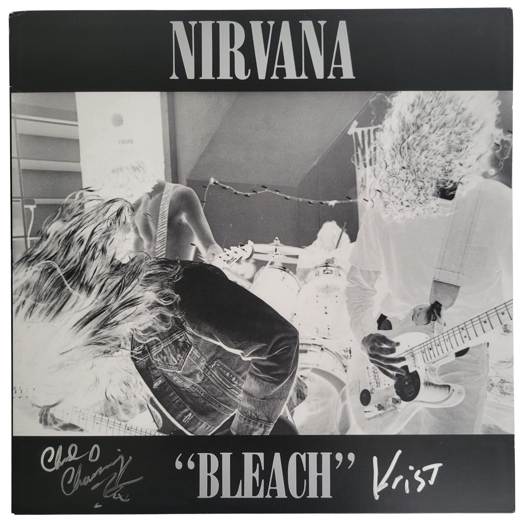 Krist Novoselic Chad Channing signed Nirvana Bleach album vinyl proof Beckett COA STAR