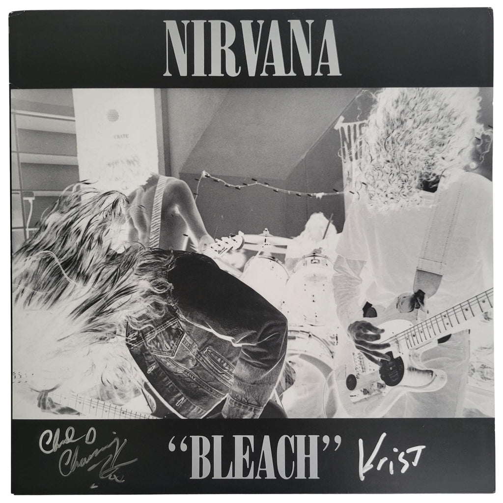 Krist Novoselic Chad Channing signed Nirvana Bleach album vinyl proof Beckett COA STAR