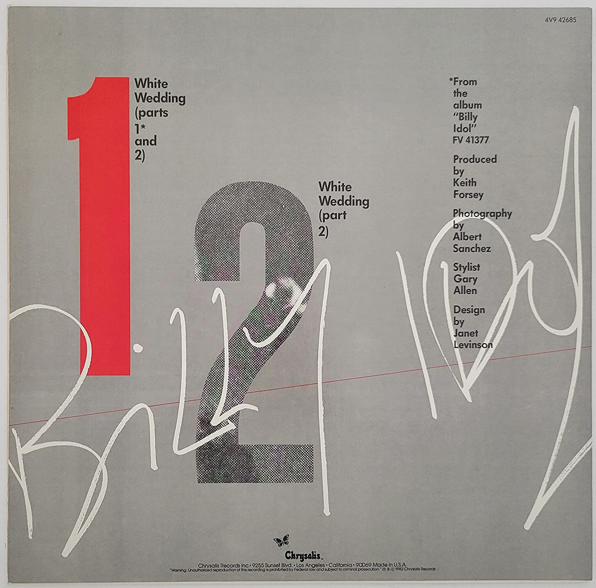 Billy Idol signed White Wedding album vinyl LP COA exact proof autographed STAR