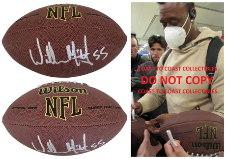 Willie McGinest New England Patriots signed NFL football proof COA autographed