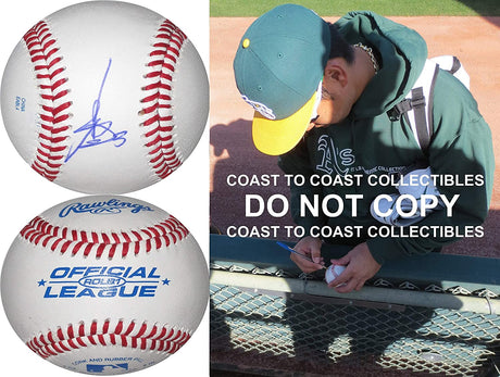 Hiroyuki Nakajima Japan Yomiuri Giants A's signed autographed baseball COA proof