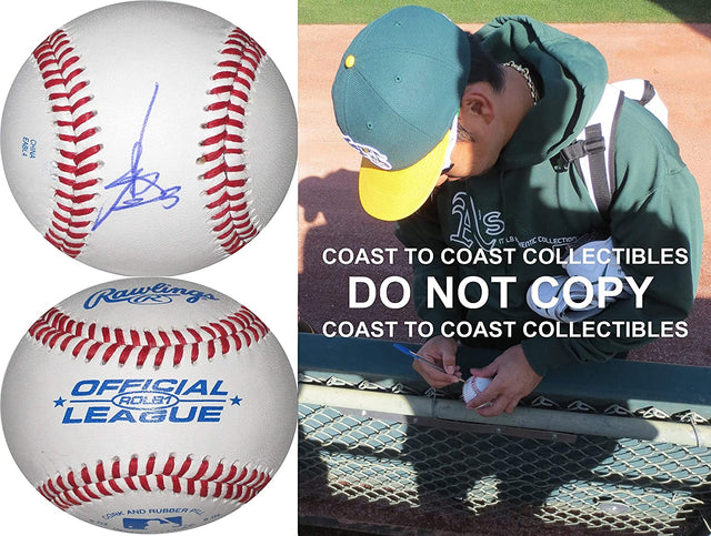 Hiroyuki Nakajima Japan Yomiuri Giants A's signed autographed baseball COA proof