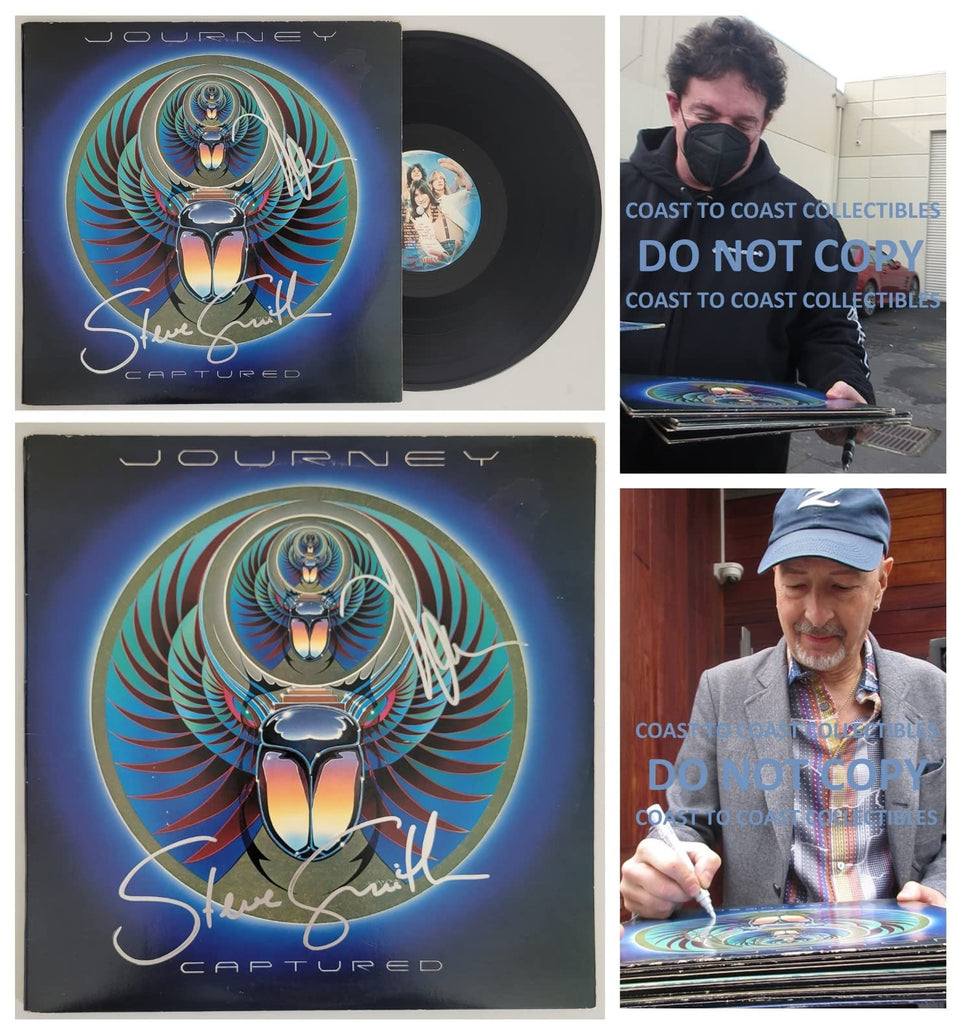 Neal Schon Steve Smith signed Journey Captured album vinyl record COA proof STAR
