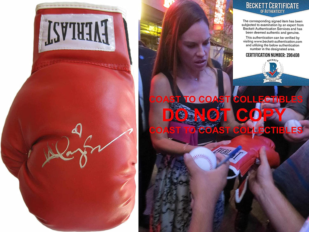 Hilary Swank Million Dollar Baby signed autographed boxing glove proof Beckett COA. Star