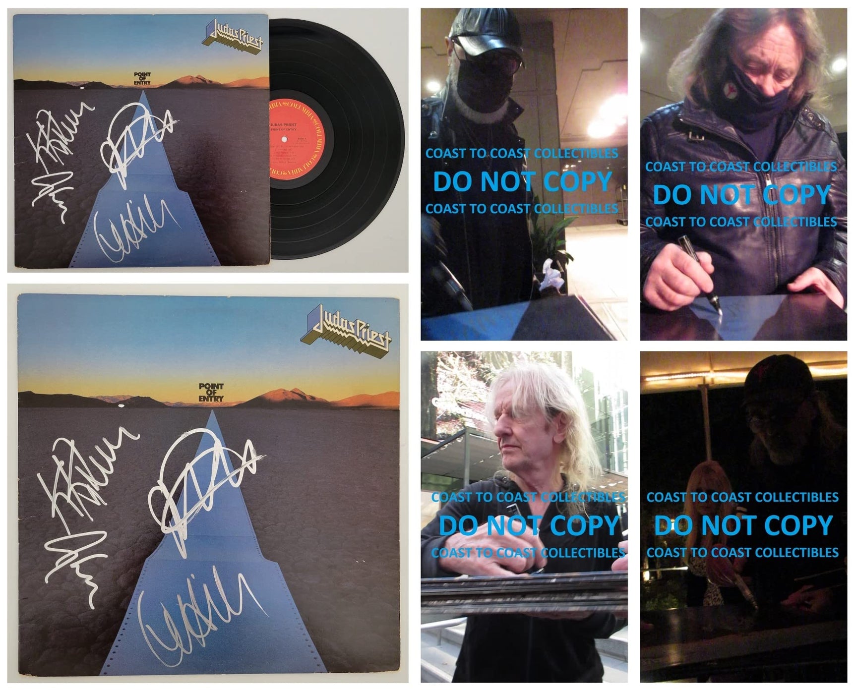 Halford Tipton Hill Downing signed Judas Priest Point of Entry album COA proof star