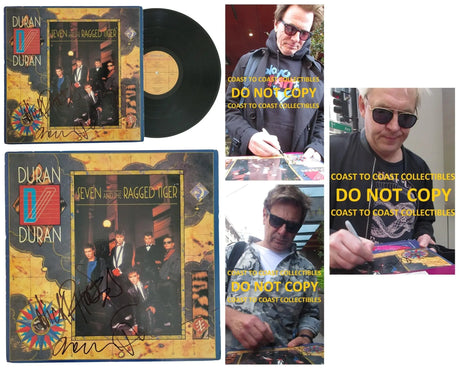 Duran Duran signed Seven and the Ragged Tiger album vinyl record COA exact proof STAR