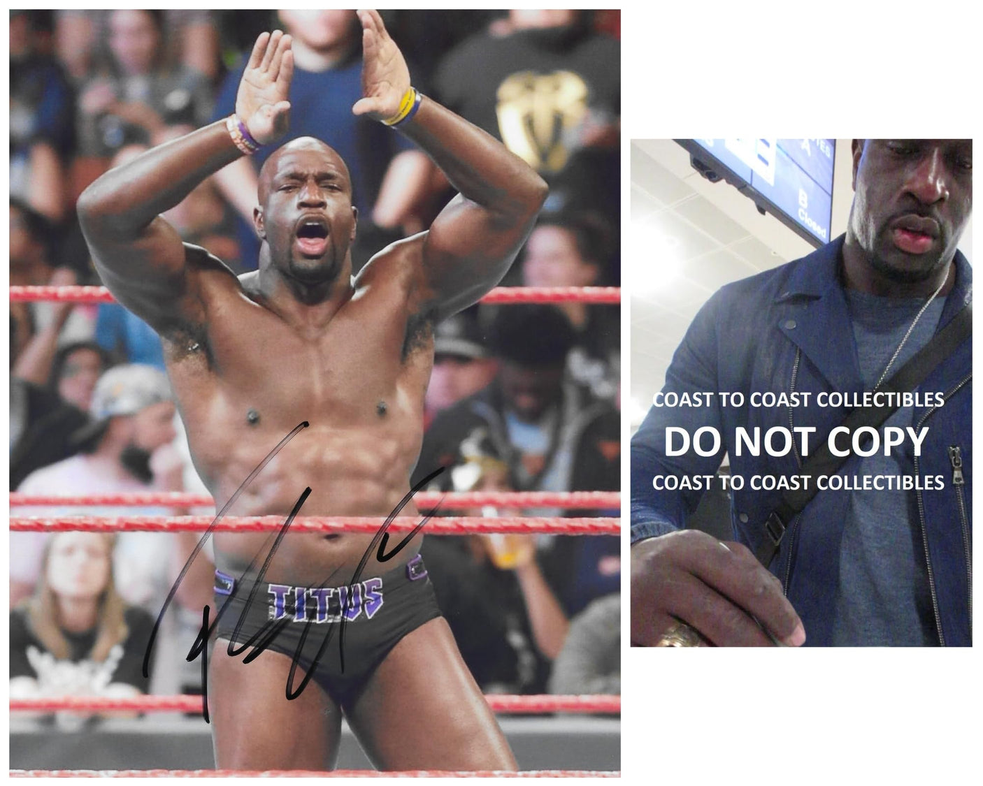 Titus O'Neil HOF WWE Wrestler Signed 8x10 Photo Proof COA Autographed
